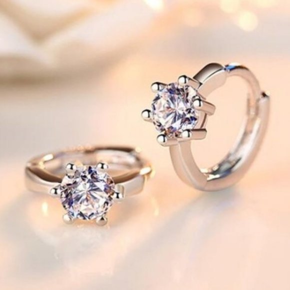Jewelry - *NEW 925 Sterling Silver simulated Diamond Hoop Earrings